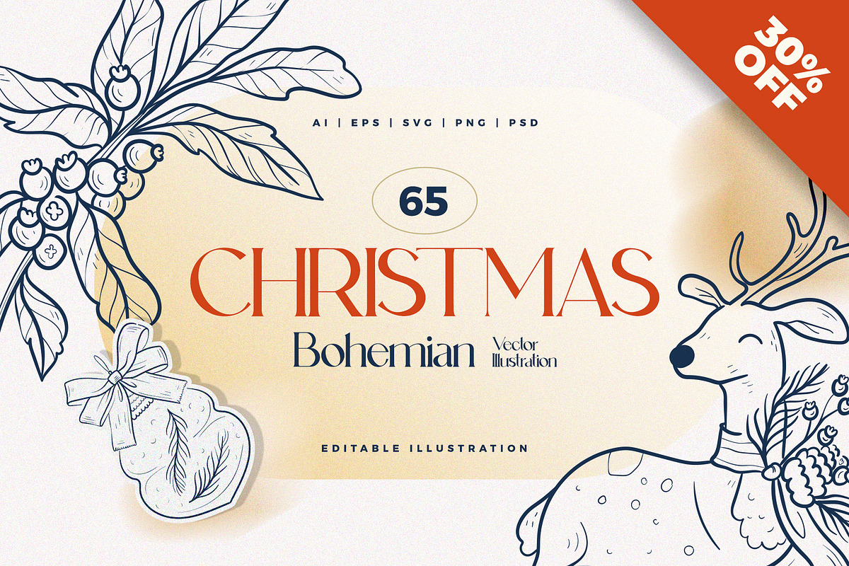 Boho Christmas, a Decorative Illustration by KetteCreate (Photo 1 of 13)