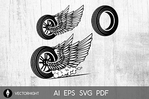 Wheel with wings illustration, a Transportation Illustration by Vectorhight
