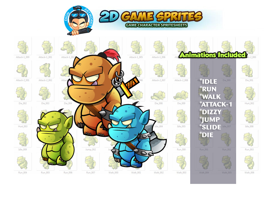 Orcs 2D Game Sprites, an Illustration by DionArtworks