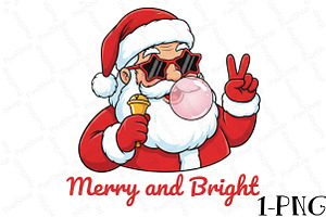 Retro Santa Blowing Bubble PNG, an Illustration by DreamPrint404
