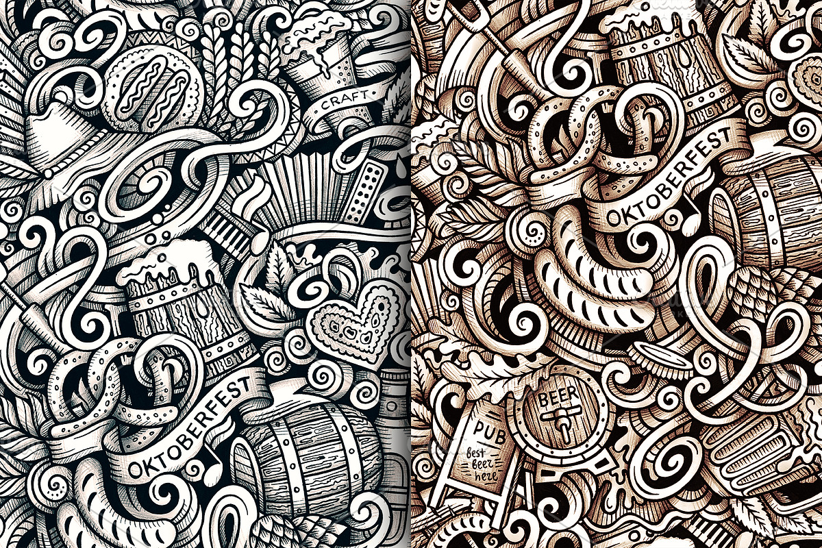 Oktoberfest Graphic Doodles Patterns, a Pattern Graphic by BALABOLKA (Photo 3 of 6)