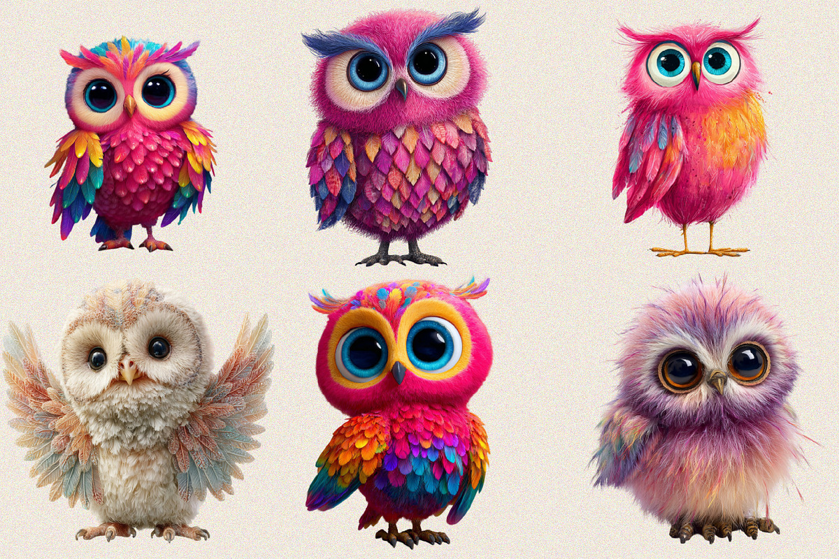 Whimsical Baby Snowy Owl Clipart Bun, an Illustration by SVGArt (Photo 8 of 8)
