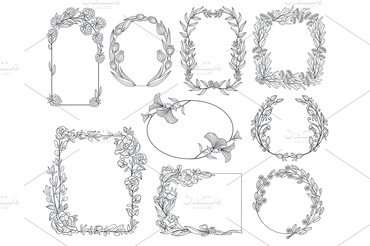 Elegant botanical frames. Different, an Object Illustration by YummyBuum