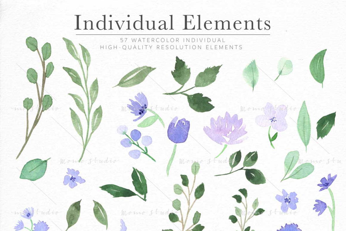 Violet Florals & Greenery Leaves, an Illustration by Momo Studio (Photo 19 of 19)
