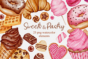 Watercolor Sweets and Pastry clipart, an Illustration by LuiDesignStudio (Thumbnail 1 of 4)