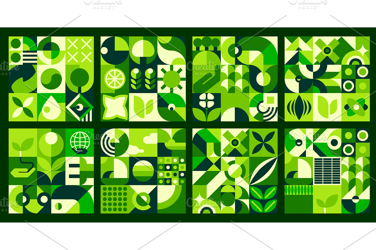 Ecology green tile with nature, a Decorative Illustration by Vector Tradition