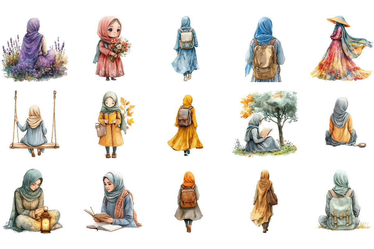 Hijabi Clipart Bundle, an Illustration by Designking (Photo 2 of 5)