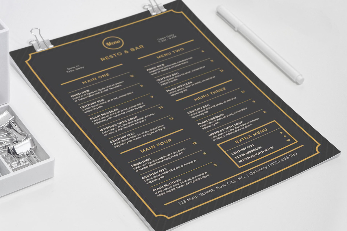 Resto & Bar Menu Template Set