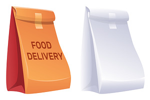 Paper bag for delivery or food, a Food Illustration by Vectorbuum