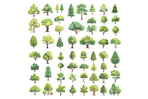Cartoon trees set. Many tree, an Object Illustration by Stock-Smart-Start