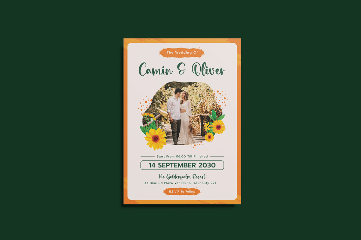 Sunlight Floral Wedding Invitation, an Invitation Template by iDoodle Studio (Photo 2 of 4)