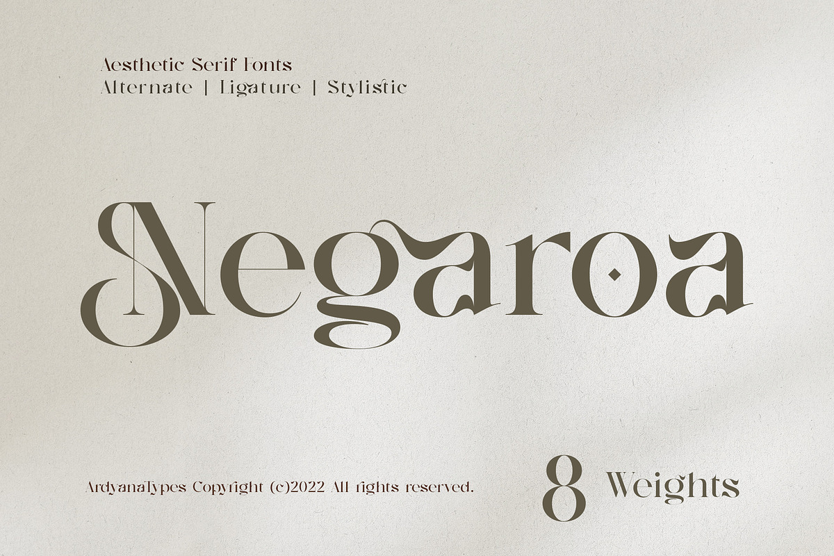 Negaroa - Aesthetic Serif, a Serif Font by Ardyanatypes (Photo 1 of 12)