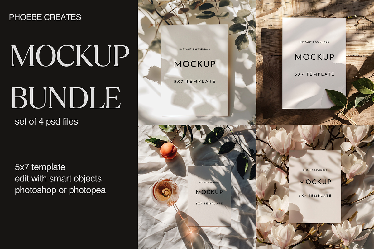 Mockup Bundle of 4 Invites, a Mockup by PhoebeCreates (Photo 1 of 4)