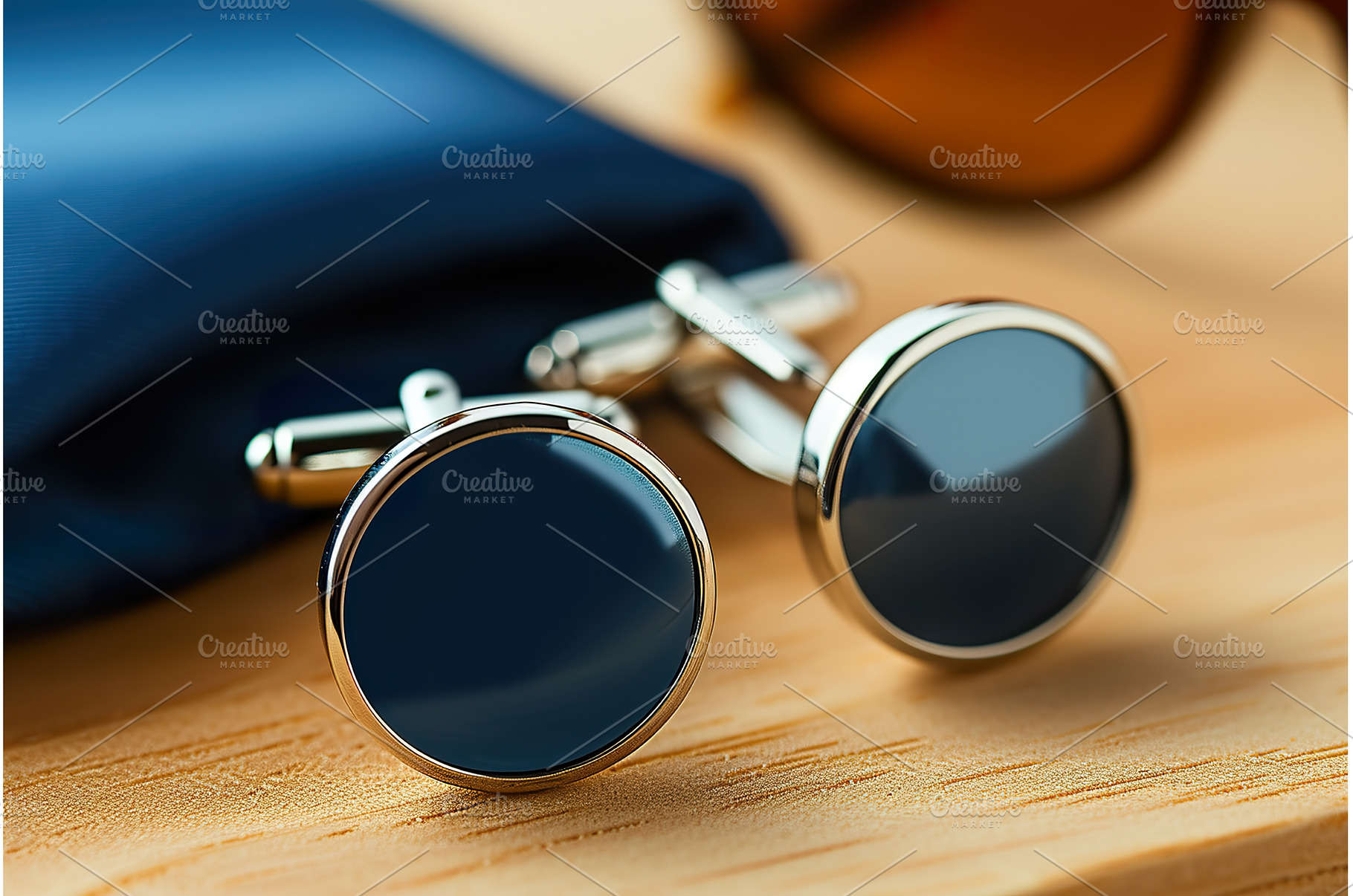 Macro View of round Silver Cufflinks, a Beauty & Fashion Photo by Lermont51