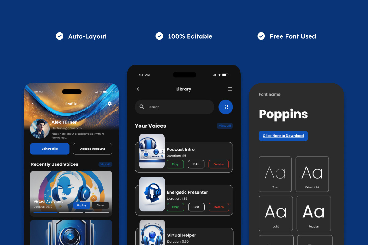 LingoVerse - AI Voice Generate Mobil, an App Template by productype1 (Photo 3 of 5)