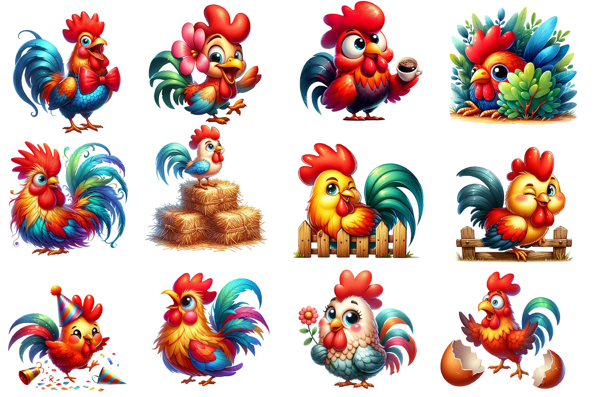 Funny Rooster Clipart, an Animal Illustration by Designworld (Photo 2 of 5)