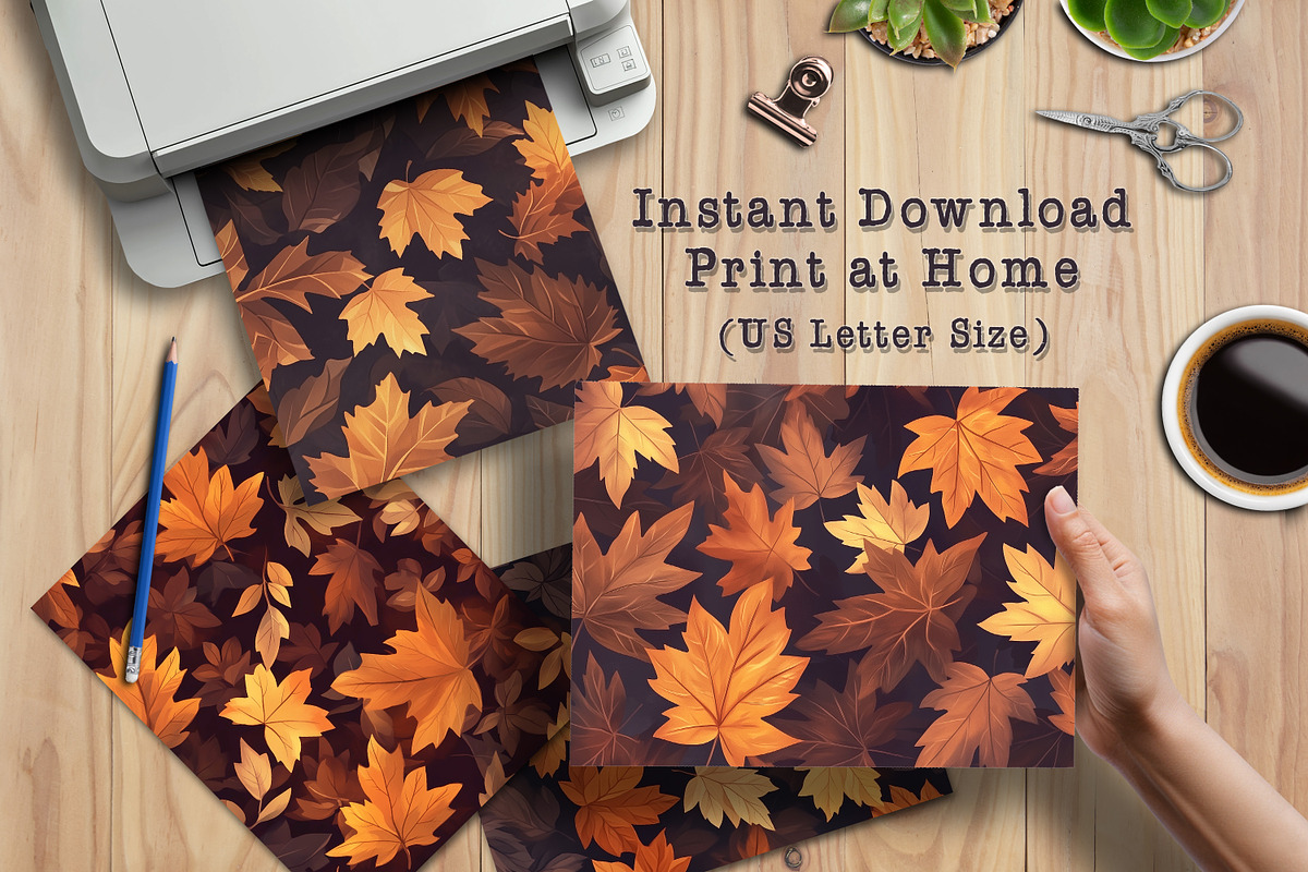 Autumn Ember Leaves Journal Pages, a Background Graphic by V Design Creator (Photo 2 of 12)