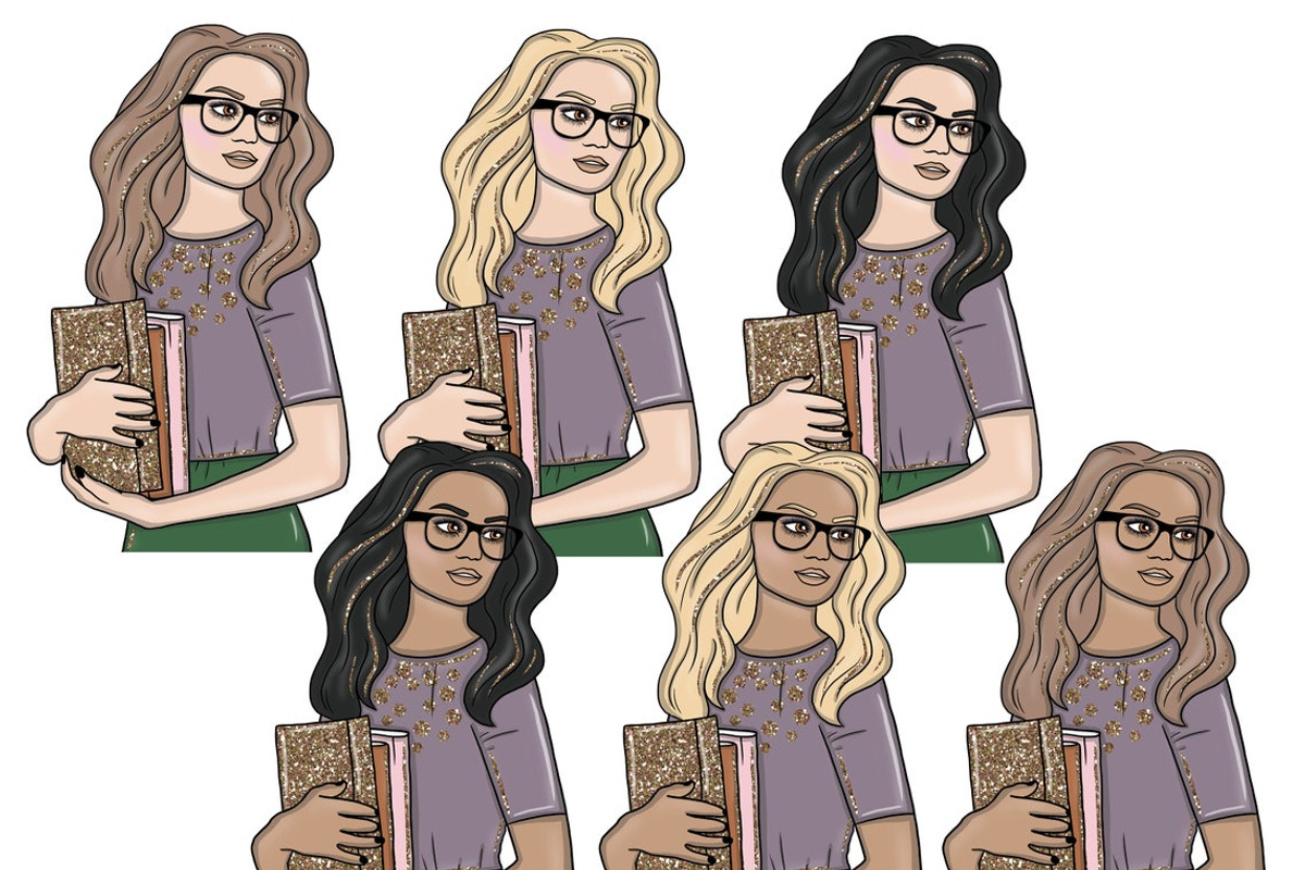 Sleep Less Read More Girls Clipart, a Person Illustration by GlamArtZhanna (Photo 4 of 4)