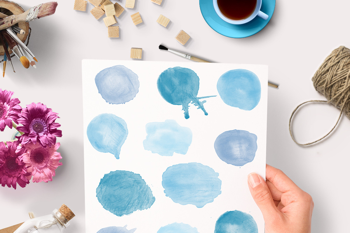 Watercolor Blob PS Brushes and PNG preview 2