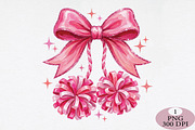 Pink Pom Pom Bow Png, an Illustration by Daily.Designs (Thumbnail 1 of 5)