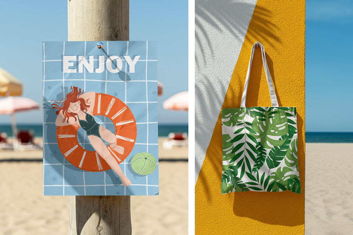 Summer Beach Clipart & Bikini Girls, a Person Illustration by Illustrations Lazarteva (Photo 8 of 12)