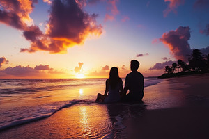 Couple enjoying a romantic sunset on, a Photo by Iftikhar Alam