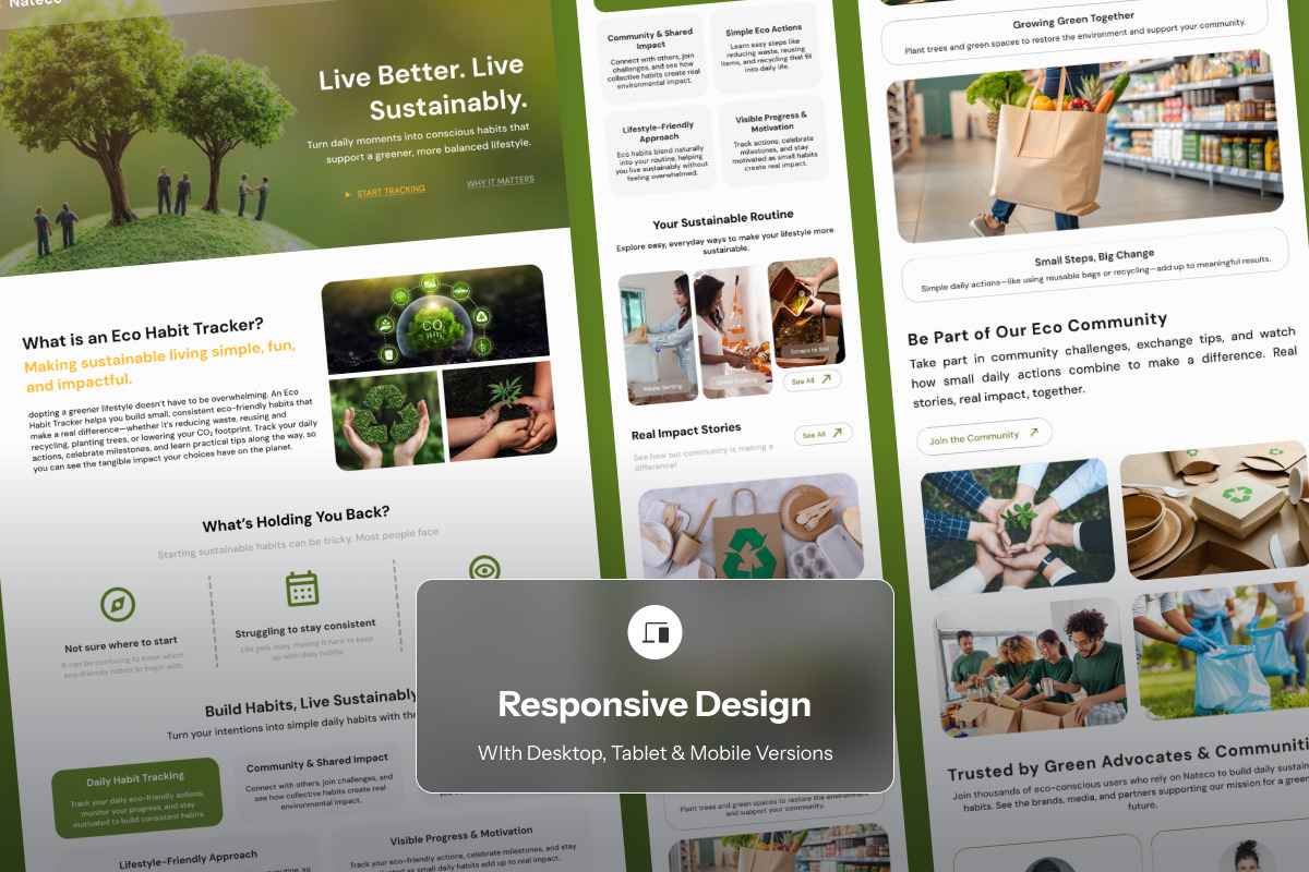 Nateco - Eco Habit Tracker Landing, an App Template by twinstd (Photo 4 of 5)