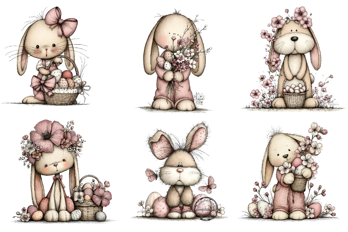 Happy Easter Bunny Clipart, an Illustration by Dream Creation (Photo 4 of 7)