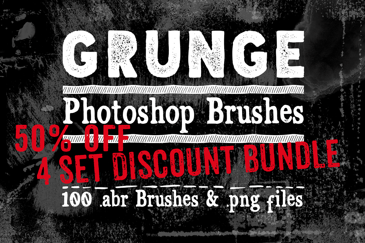 Grunge Texture Photoshop Brushes 50%, a Brush Add-On by Clikchic Designs (Photo 1 of 13)