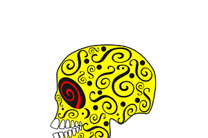 Skull Vector Ornament Yellow