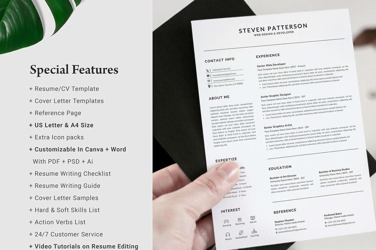Resume / CV Template | Canva & Word, a Resume Template by CreativeZoom (Photo 7 of 8)