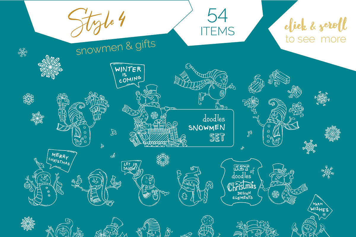 Cute Snowmen Set, a Decorative Illustration by MaljukArt (Photo 6 of 14)