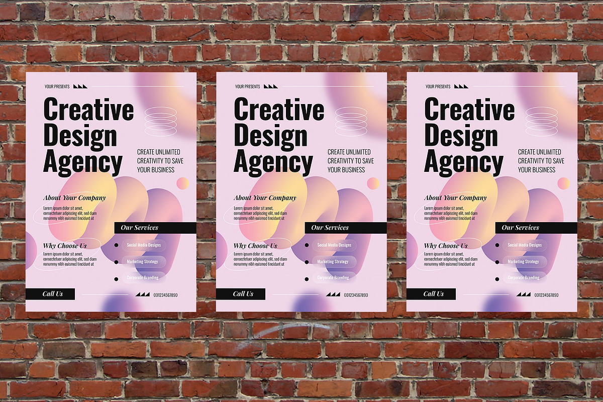 Pink 3D Creative Agency Flyer Set, a Flyer Template by Aiyari Graphic (Photo 3 of 3)