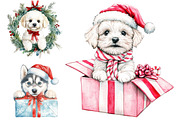 Cute Christmas Dogs Clipart, a Seasonal Illustration by CitraGraphics (Thumbnail 4 of 5)