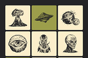 Vintage Alien Illustration Set, a Technology Illustration by Prosymbols (Thumbnail 8 of 10)