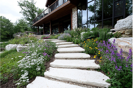 Serene garden pathway leading to, an Architecture Photo by Lermont51
