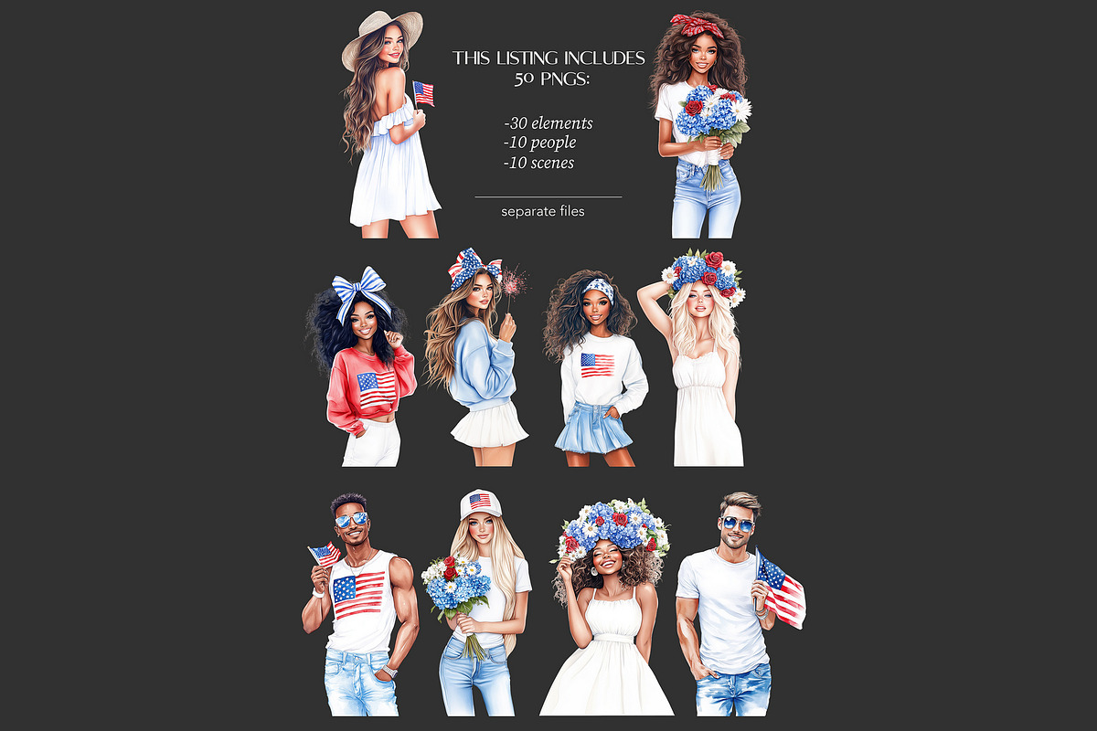 4th of July Clipart Patriotic Images, a Person Illustration by GlamArtZhanna (Photo 7 of 8)