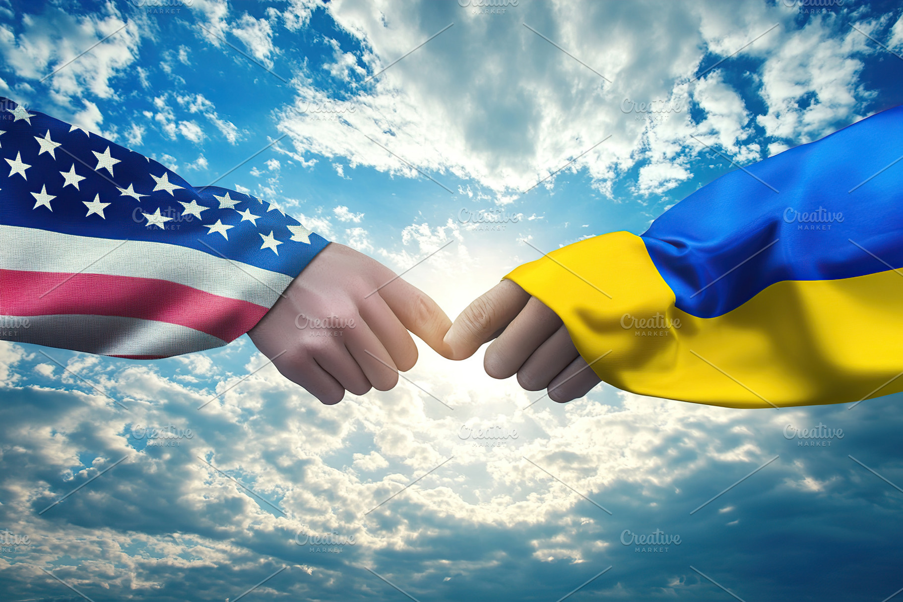 Support and unity symbol between Ukraine and the United States u, a Photo by AlyaAnd