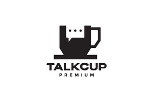 Cup Mug With Bubble Talk Logo Design