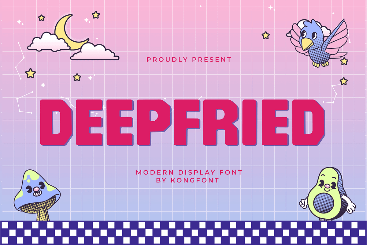 Deepfried – Modern Display Font, a Sans Serif Font by overlaytemplates (Photo 1 of 5)