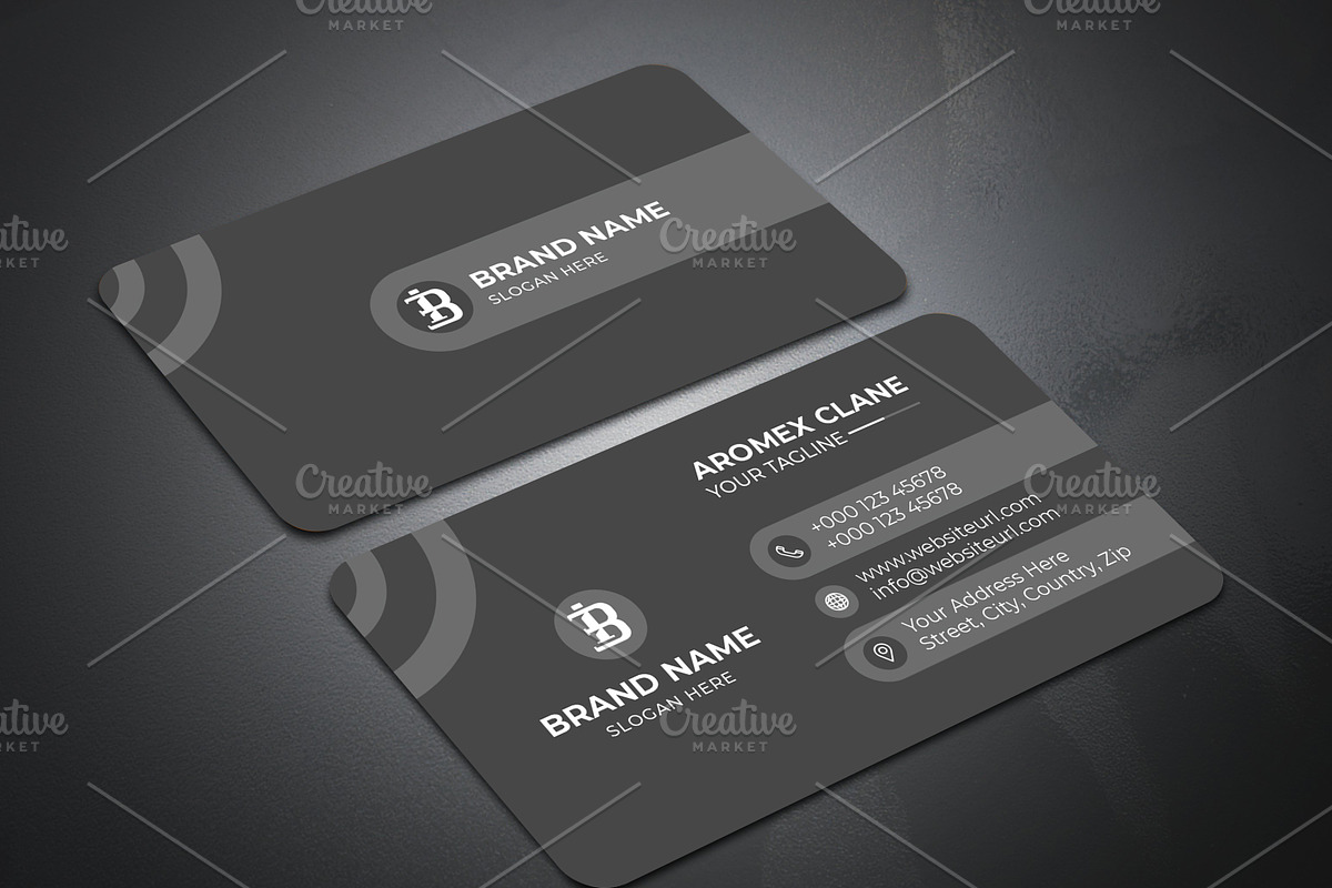 Black minimal business card template, a Business Card Template by saifulbranding (Photo 2 of 2)