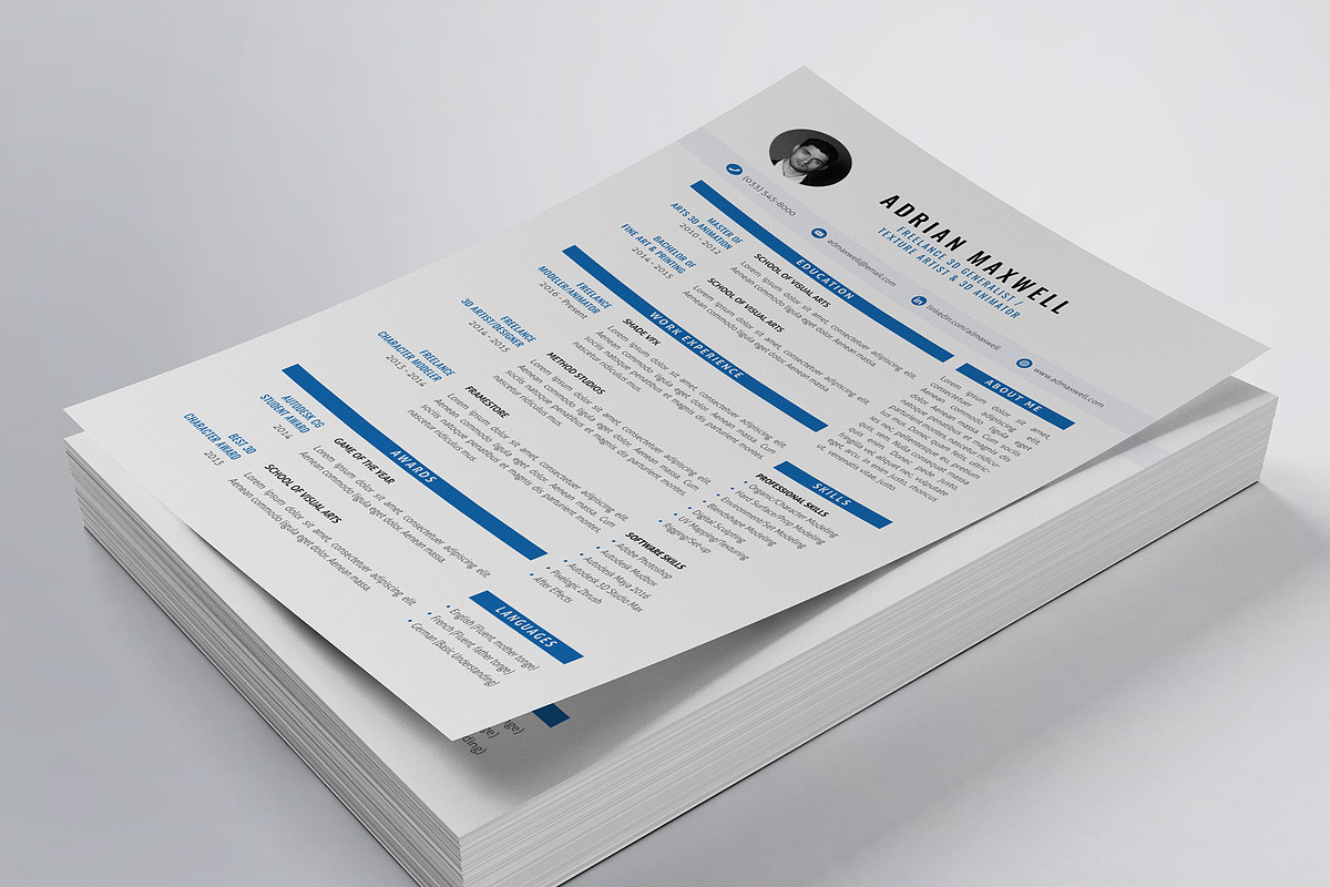 Clean Resume/CV Template, a Resume Template by Glassymart