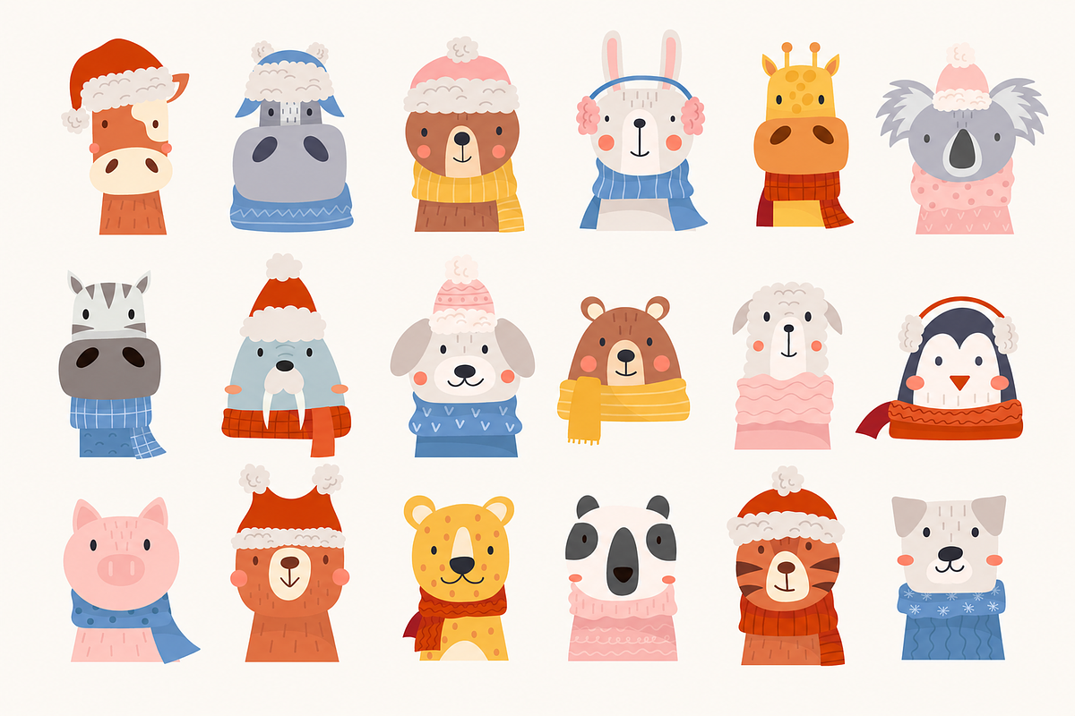 Christmas Animals Illustrations, a Seasonal Illustration by Anna Studio (Photo 9 of 12)