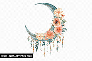 Floral Moon Clipart Design Bundle, an Illustration by crative8112 (Thumbnail 3 of 10)
