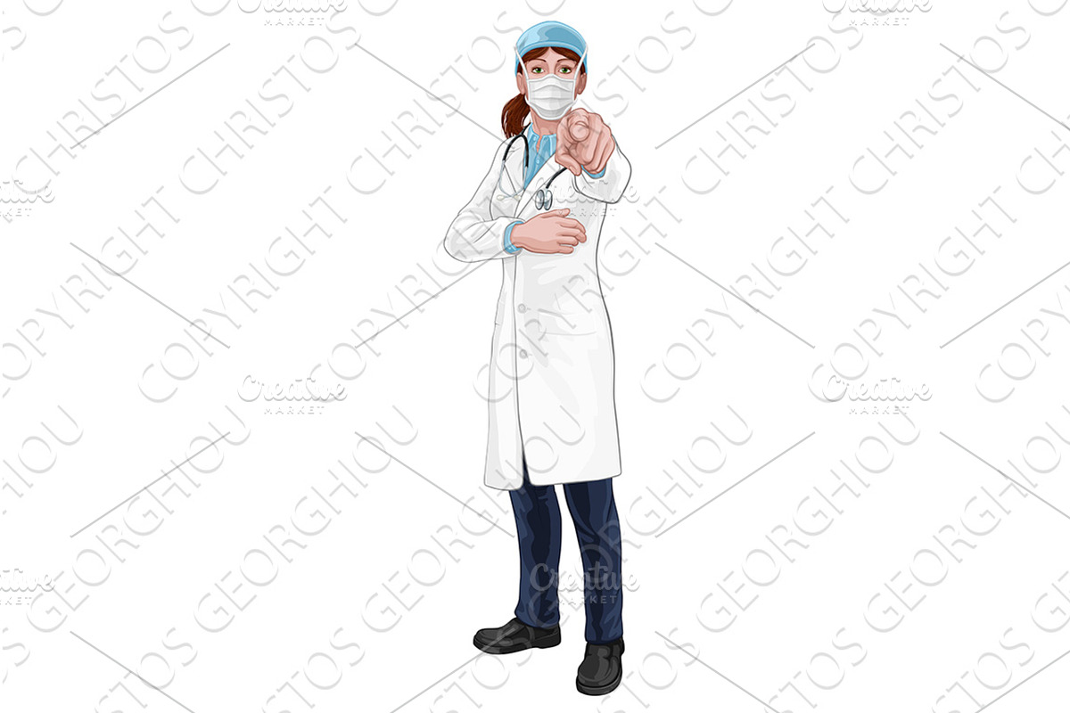 Doctor Woman Needs You Pointing, a Healthcare Illustration by Christos Georghiou