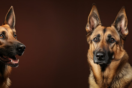 Close-up of two German Shepherds