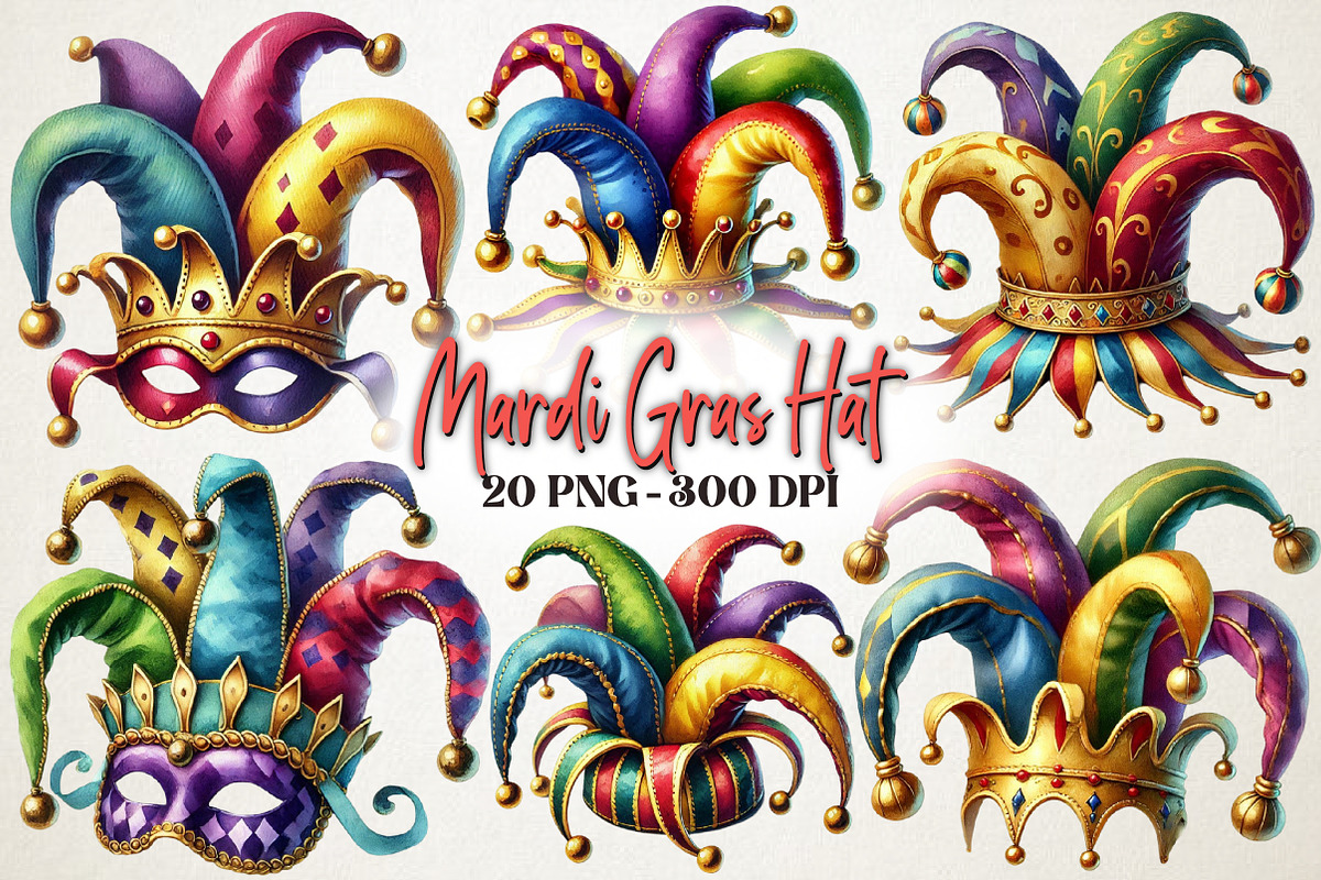 Mardi Gras Jester Hat Clipart, a Work Illustration by OK Design (Photo 1 of 5)