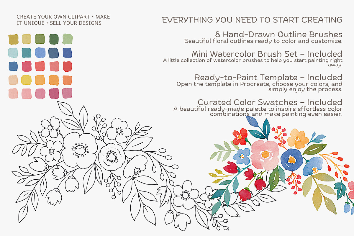Procreate floral stamp & brush set, a Brush Add-On by Patishop Art (Photo 4 of 8)