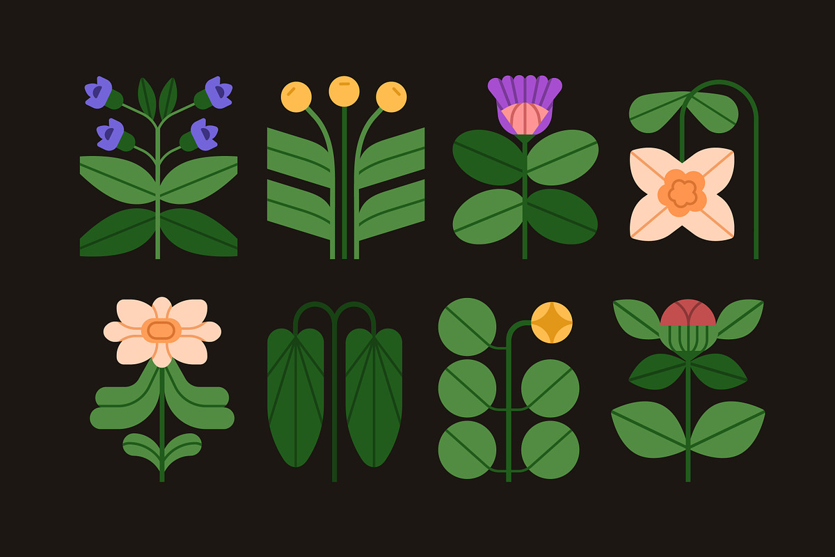 Abstract floral icons, flowers set, a Decorative Illustration by Good Studio (Photo 7 of 13)