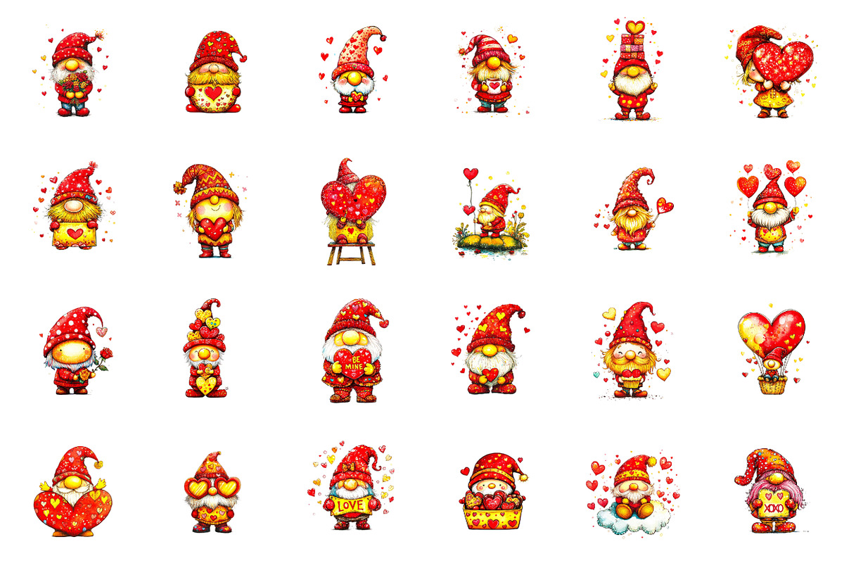 Whimsical Valentine Gnome Clipart, an Illustration by designcity5 (Photo 2 of 5)